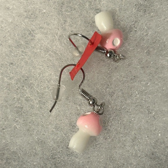 NWT A magical pink mushroom set of earrings that are NEW CERAMIC STAINLE⦠- Picture 3 of 4
